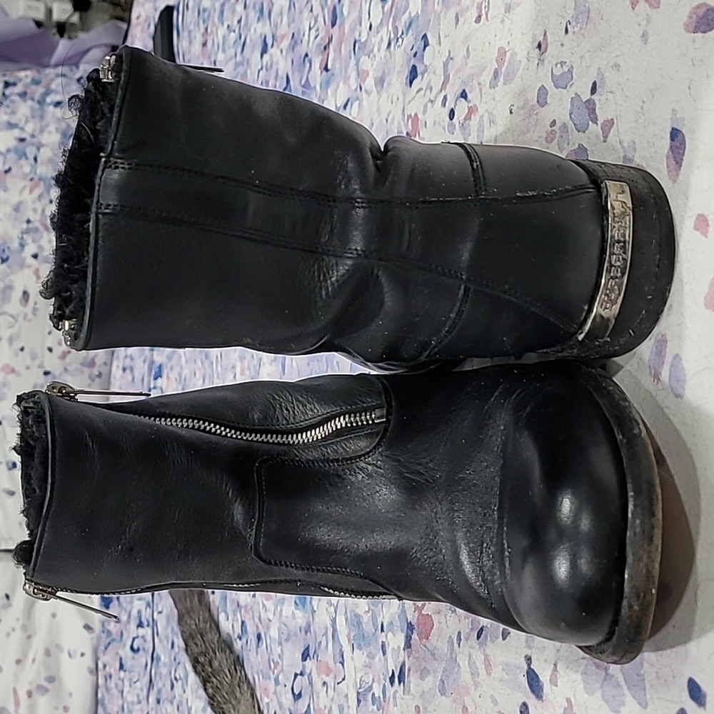 Burberry sherpa lined leather booties
